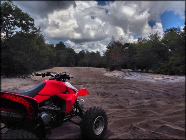 Honda TRX ATV in sandy play area.