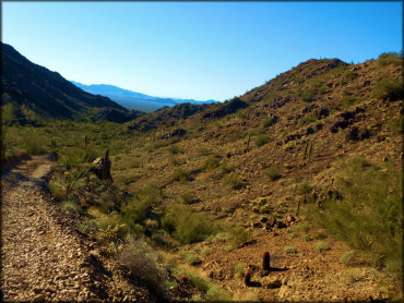 A view of the a desert valley from the ATV trail.