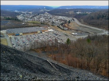 View from top of coal hill looking down onto nearby Walmart.