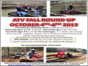 Flyer for Fall ATV event featuring tractor pulling, trail riding and mud bogs.
