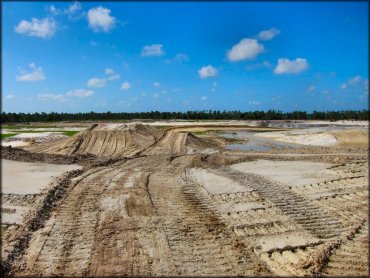 Close up view of partially constructed motocross track.