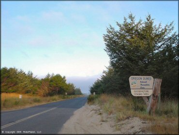 RV Trailer Staging Area and Camping at Oregon Dunes NRA - Florence Dune Area