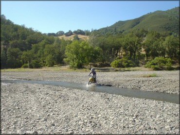 OHV crossing some water at Penny Pines Trail