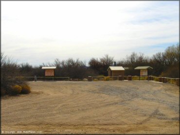 RV Trailer Staging Area and Camping at Hot Well Dunes OHV Area