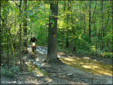 OHV crossing the water at Freetown-Fall River State Forest Trail