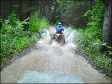 OHV crossing some water at Marienville & Timberline OHV Trails