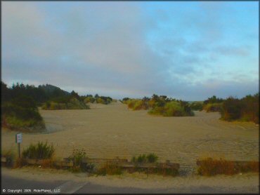 RV Trailer Staging Area and Camping at Oregon Dunes NRA - Florence Dune Area