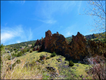 A view of rugged boulder peaks near Jarbidge.