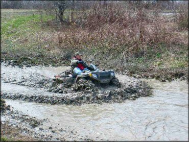OHV crossing some water at Hopedale Sportsman's Club ATV Rally Trail