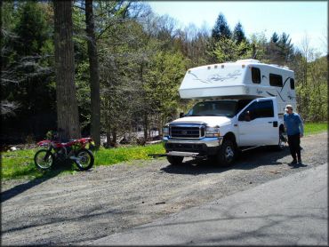 RV Trailer Staging Area and Camping at Tolland State Forest Trail