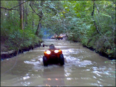 OHV crossing some water at Juderman's ATV Park Trail