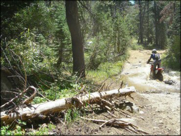 OHV traversing the water at Lower Blue Lake Trail