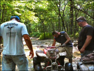 OHV crossing the water at GooseHoller ATV Park Trail