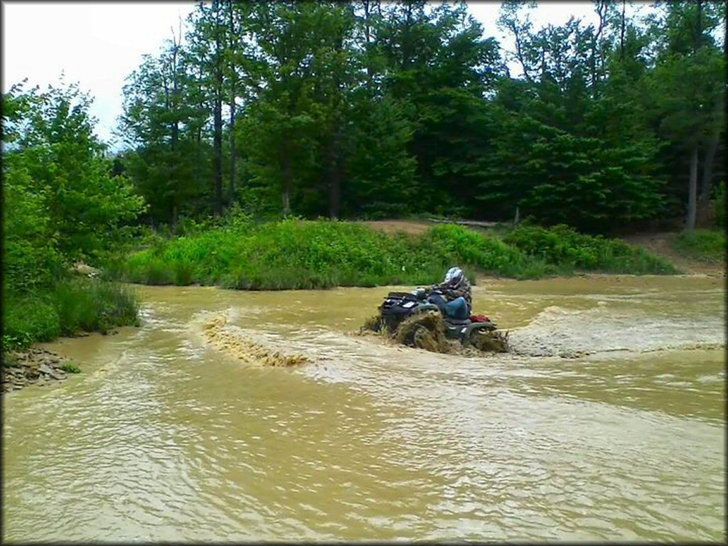 OHV crossing the water at Marienville & Timberline OHV Trails
