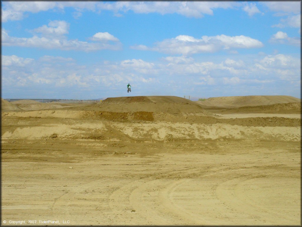 Motorcycle getting air at AV Motoplex Track