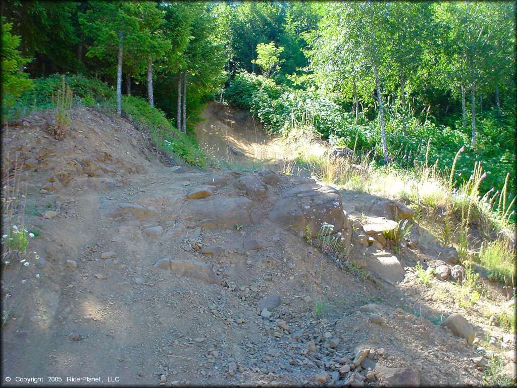 A rocky section at Upper Nestucca Motorcycle Trail System