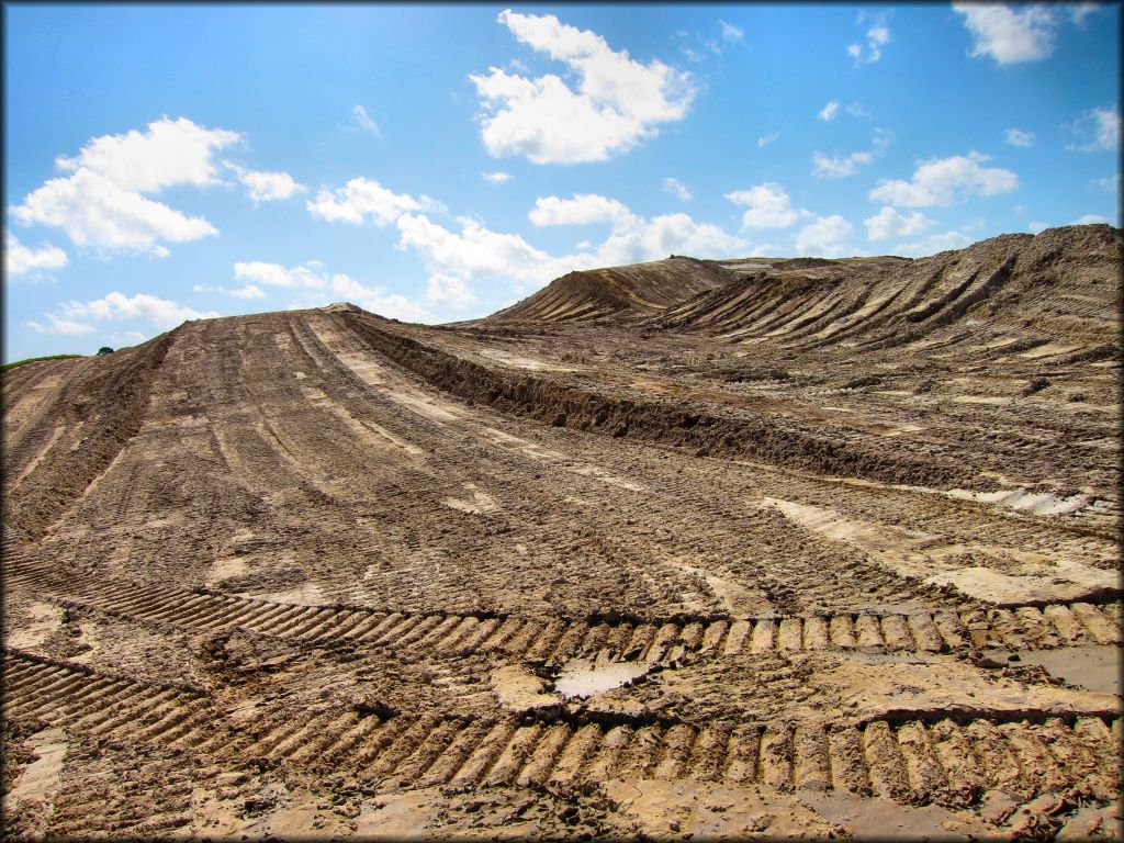 Close up view of partially constructed motocross track.