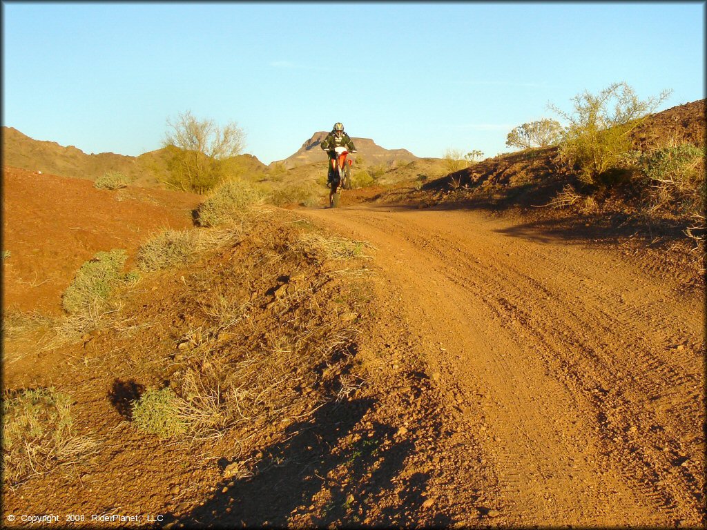 Honda CRF Motorcycle doing a wheelie at Shea Pit and Osborne Wash Area Trail