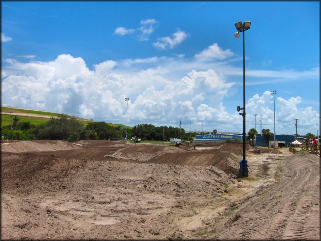 View of motocross track with no riders.