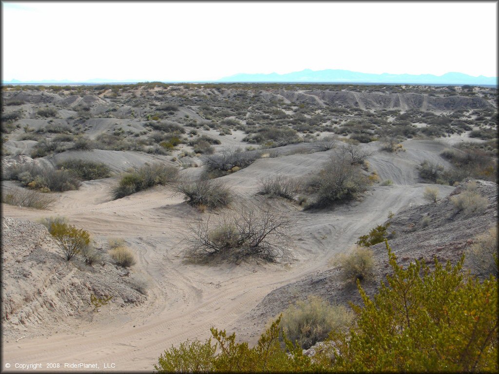 A trail at Hot Well Dunes OHV Area