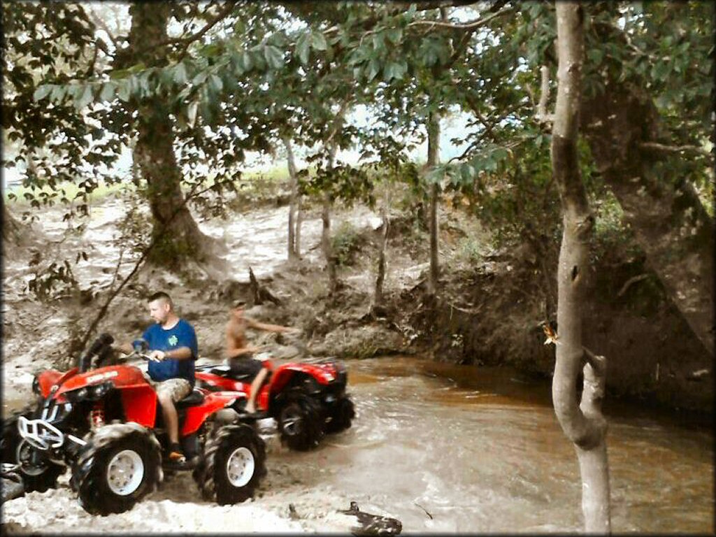 OHV getting wet at Burden's Creek ATV Park Trail