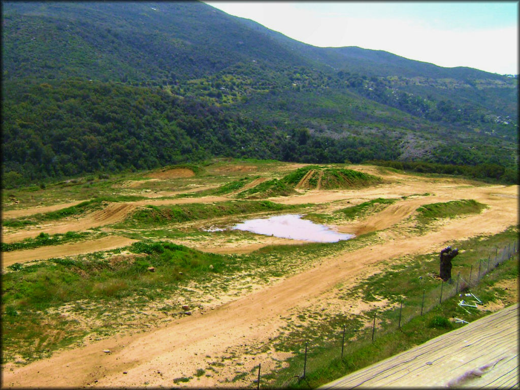 View of motocross track after a light rain.