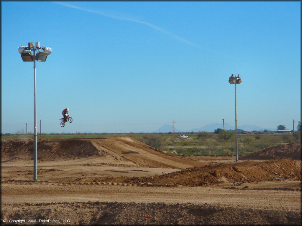 Honda CRF Motorcycle jumping at Motogrande MX Track