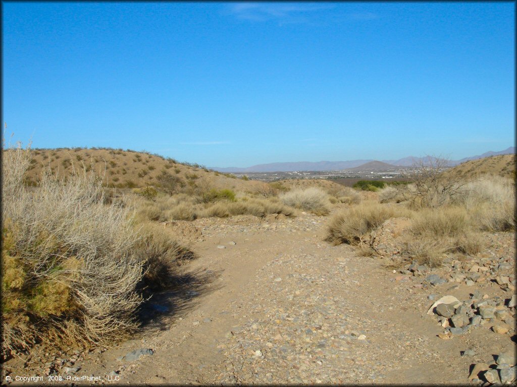 Example of terrain at Robledo Mountains OHV Trail System