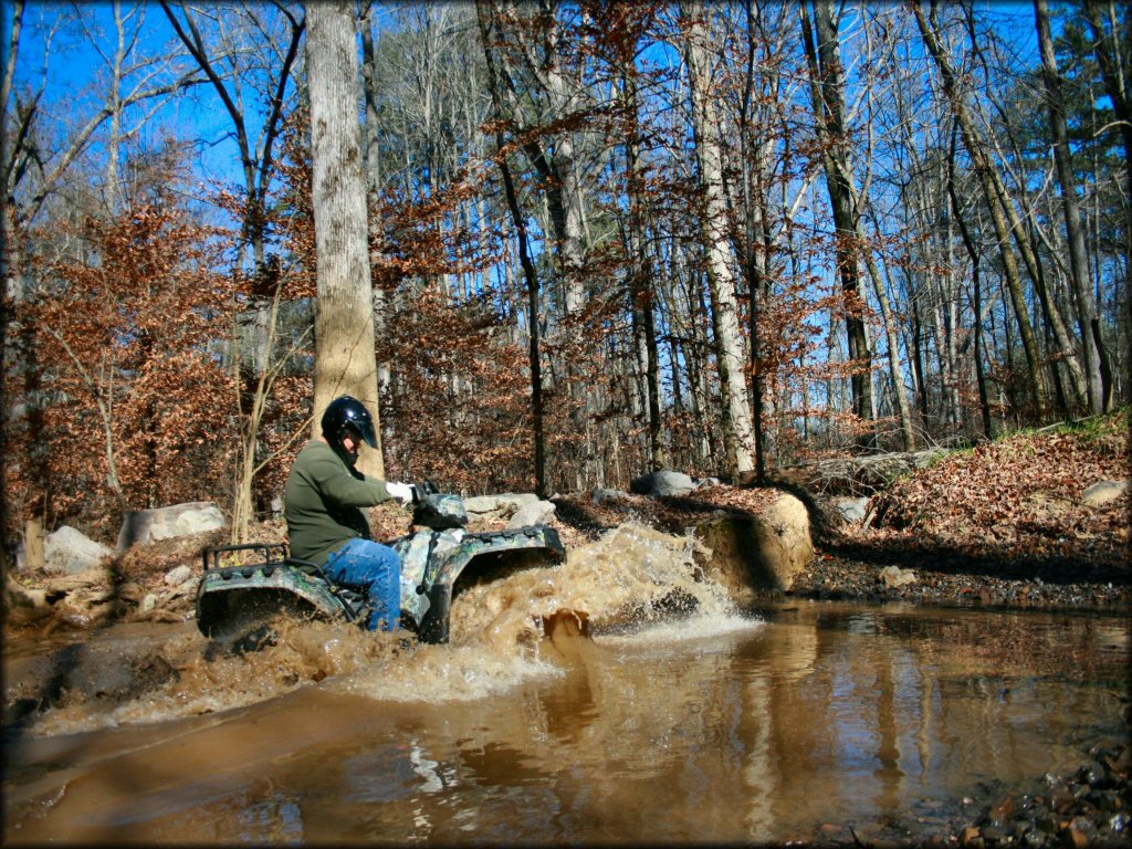 OHV crossing some water at Houston Valley ORV Area Trail