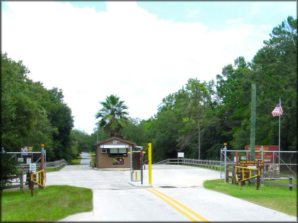 Gated main entrance with office.