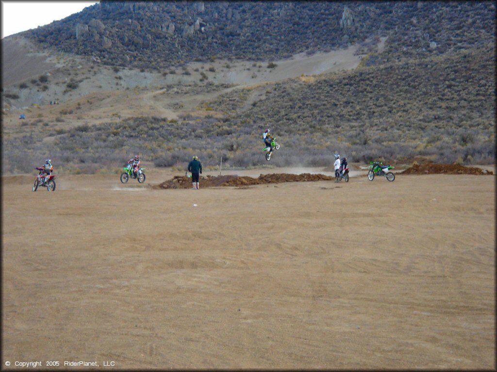 Kawasaki KX Trail Bike jumping at Gardnerville Ranchos Gravel Pits Trail