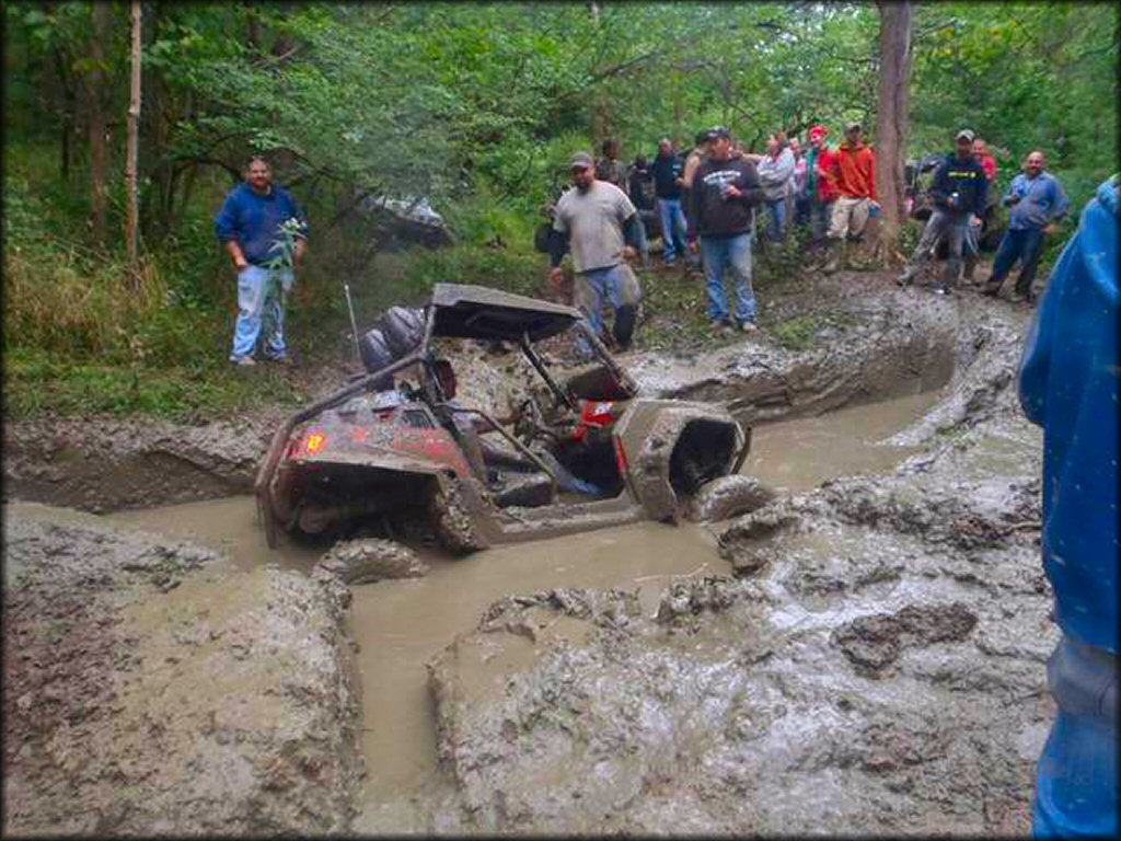 OHV crossing the water at Hopedale Sportsman's Club ATV Rally Trail