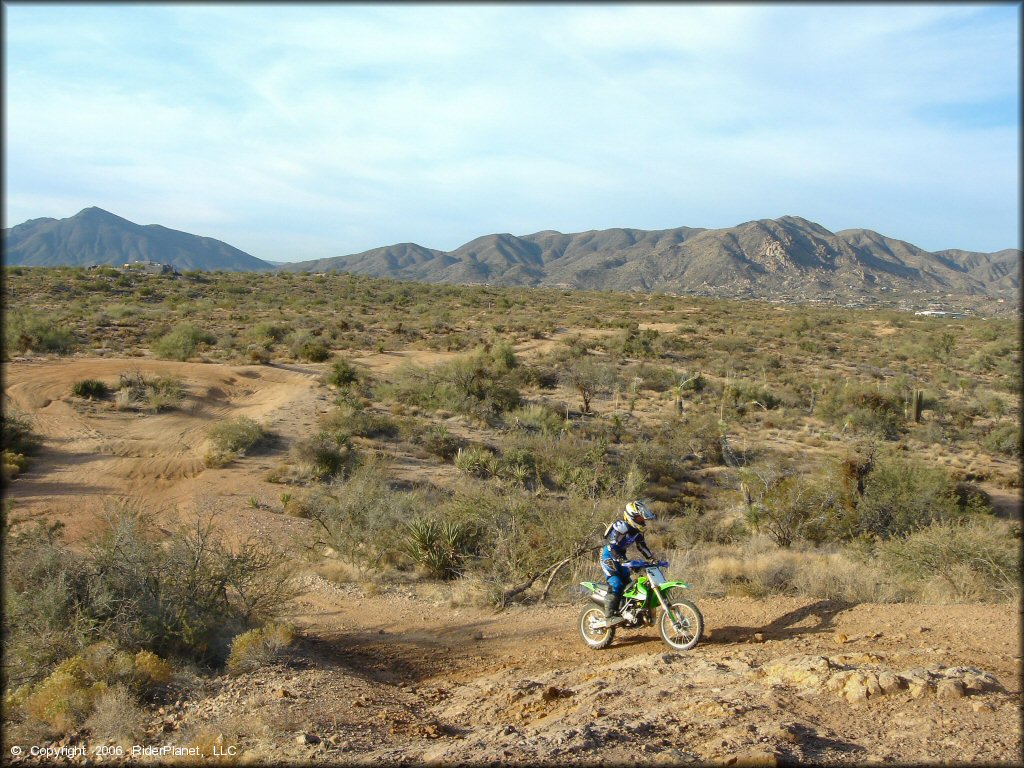 Kawasaki KX Dirt Bike at Desert Vista OHV Area Trail