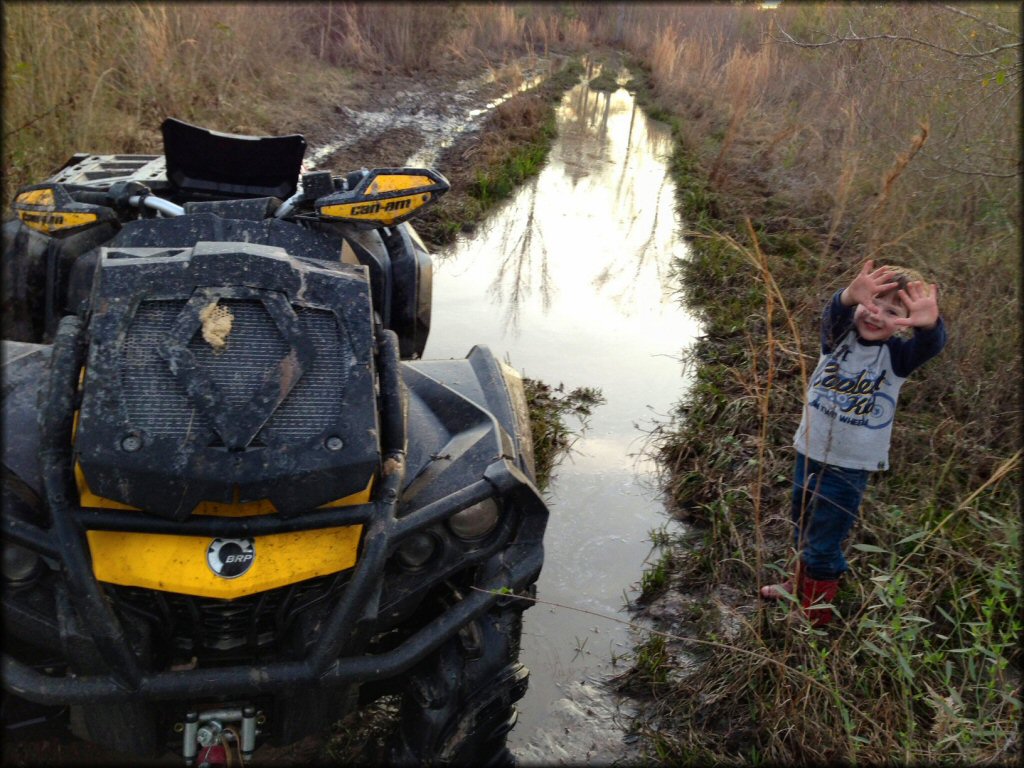 OHV traversing the water at Up The Creek Acres Trail